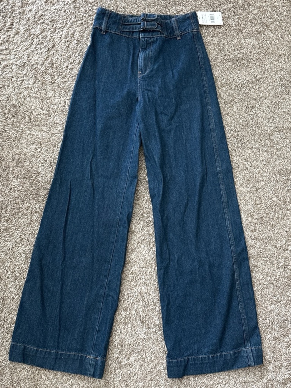 Free People Indigo Denim High-Waist Wide Leg Pants